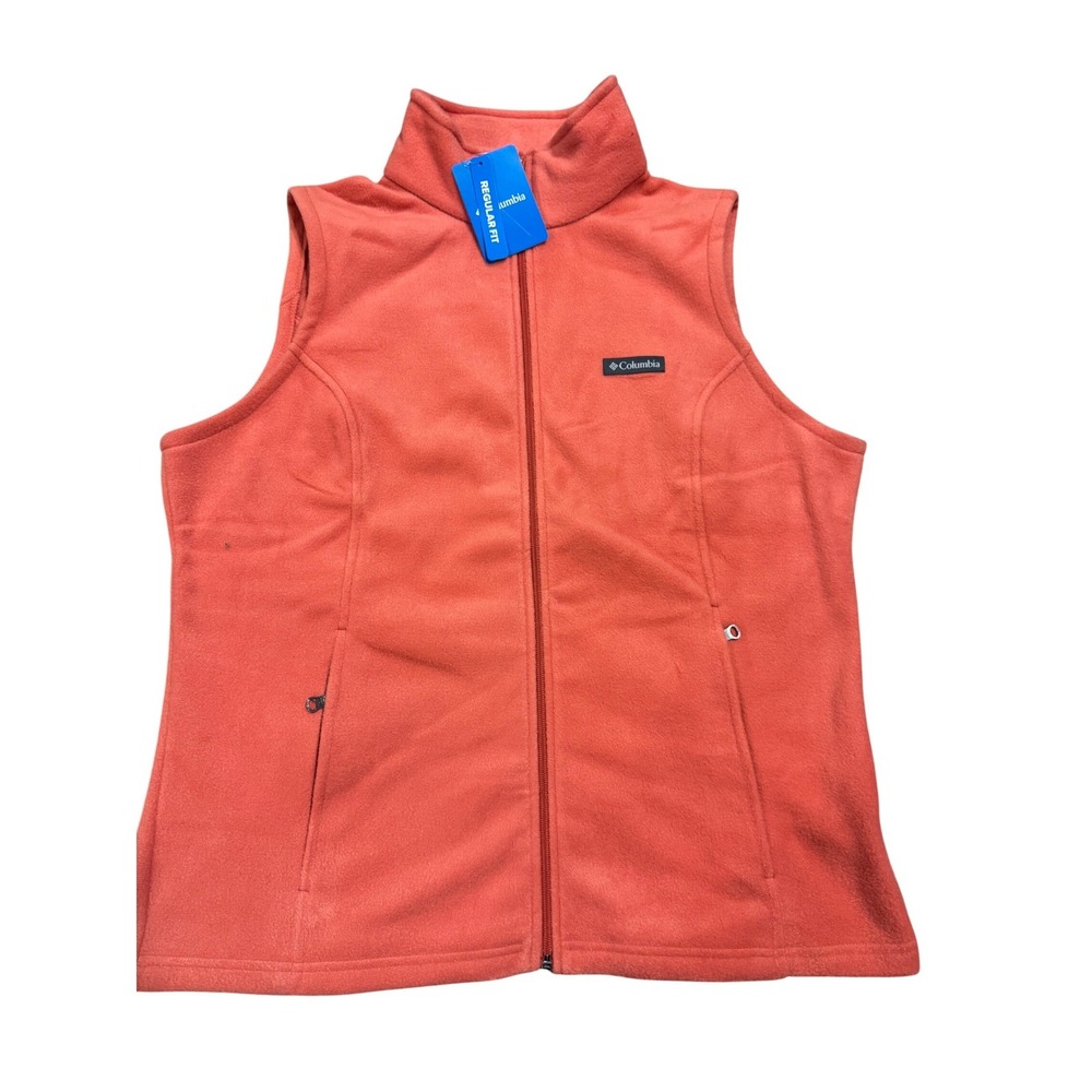 Columbia Womens Fleece Vest Coral Orange Full Zip Regular Fit 1X WW1023